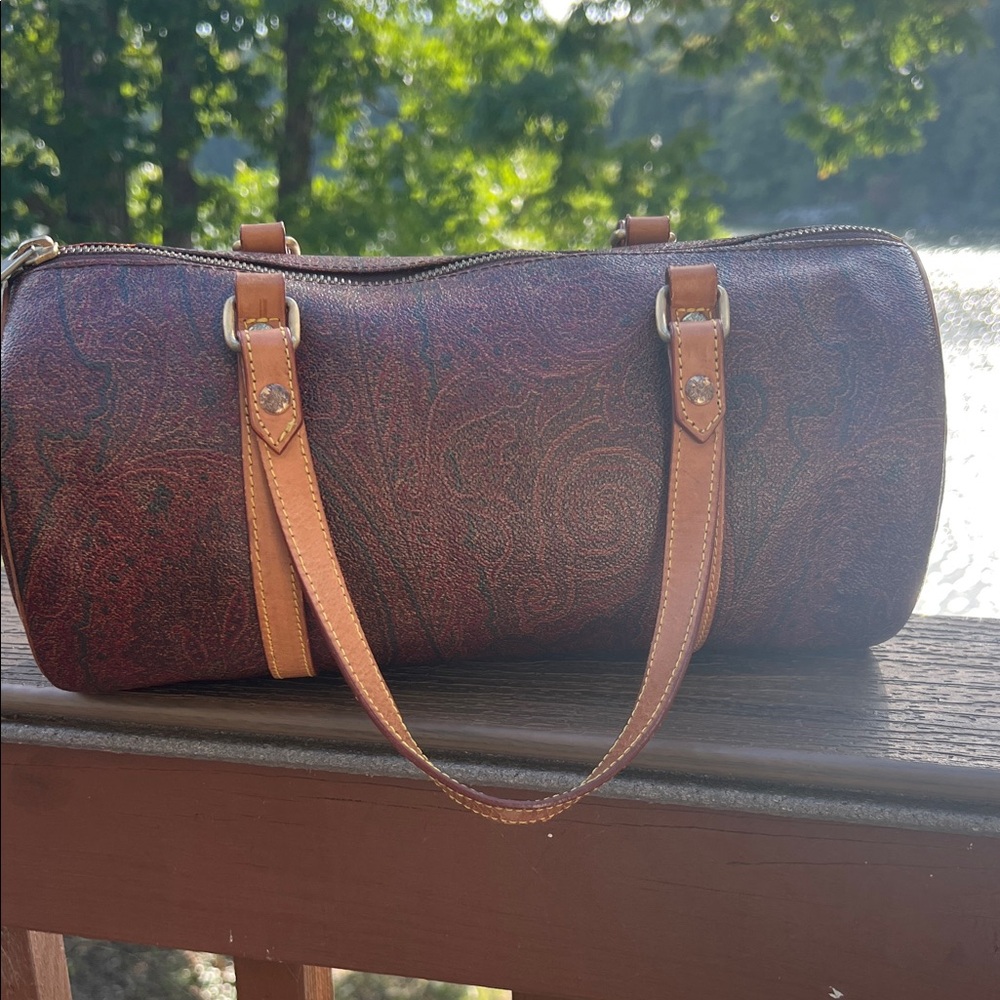 ETRO Elegant Brown Paisley Handbag Like New Condition